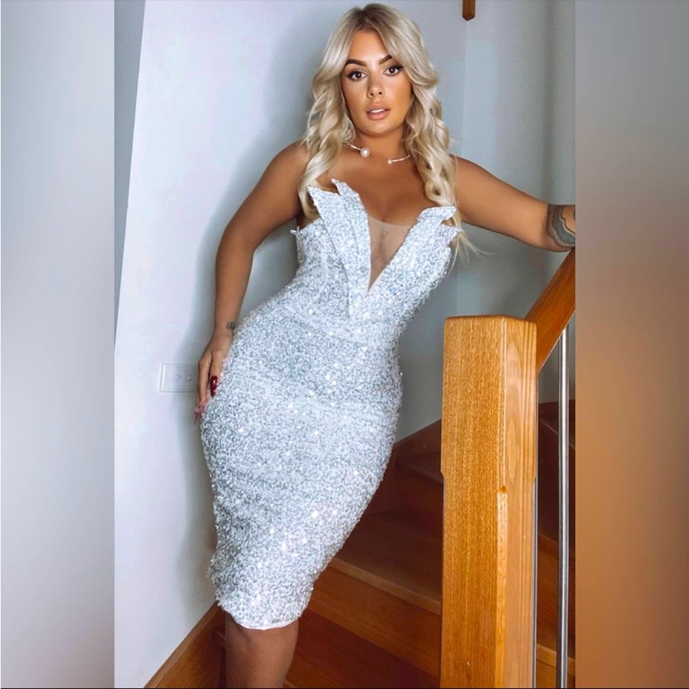 Fashion Nova Bring The Drama Sequin Midi Dress